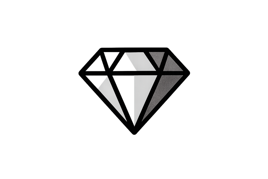 small icon of precious stone in black and white